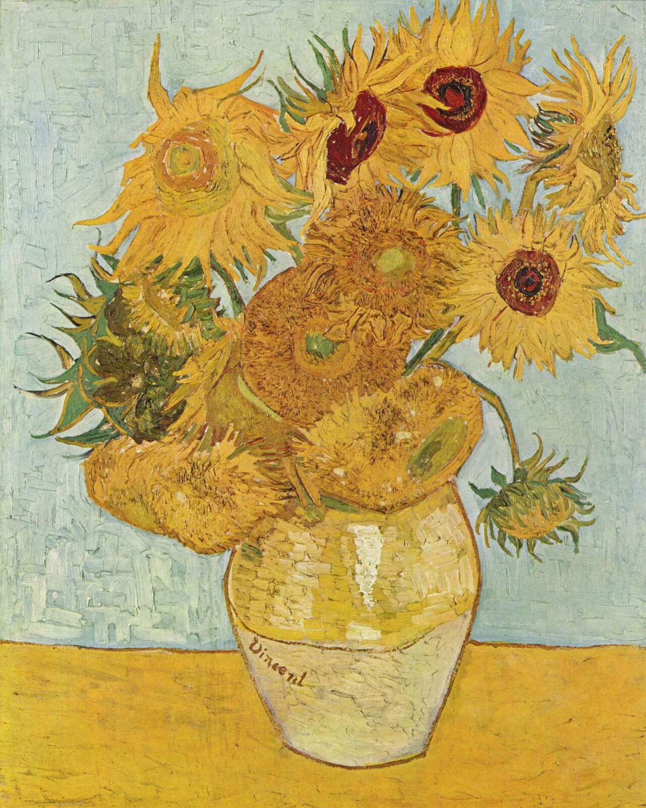 Sunflowers by Vincent van Gogh being analyzed by Curiosa AI